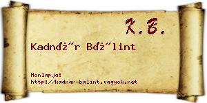 Kadnár Bálint névjegykártya