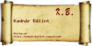 Kadnár Bálint névjegykártya